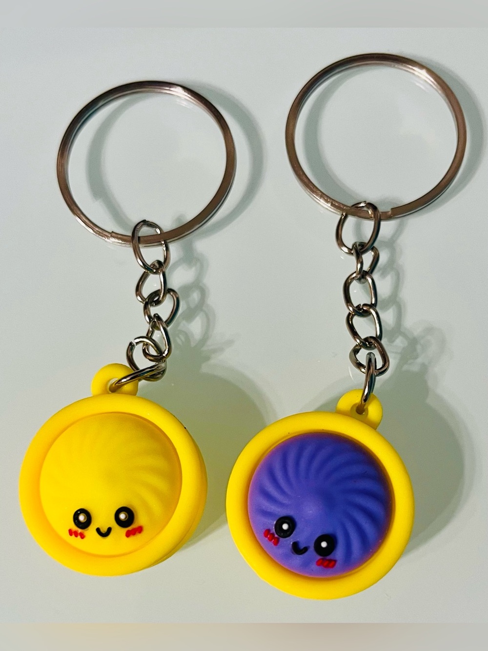 Cute Yellow & Purple Silicone Dumpling Keychain Toy - Kids Toy